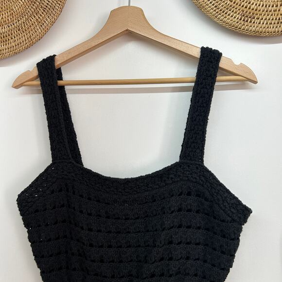 J. Crew Black Crochet Ruffle Sweater Tank Top Small Neutral Minimalist Preppy - Picture 4 of 7